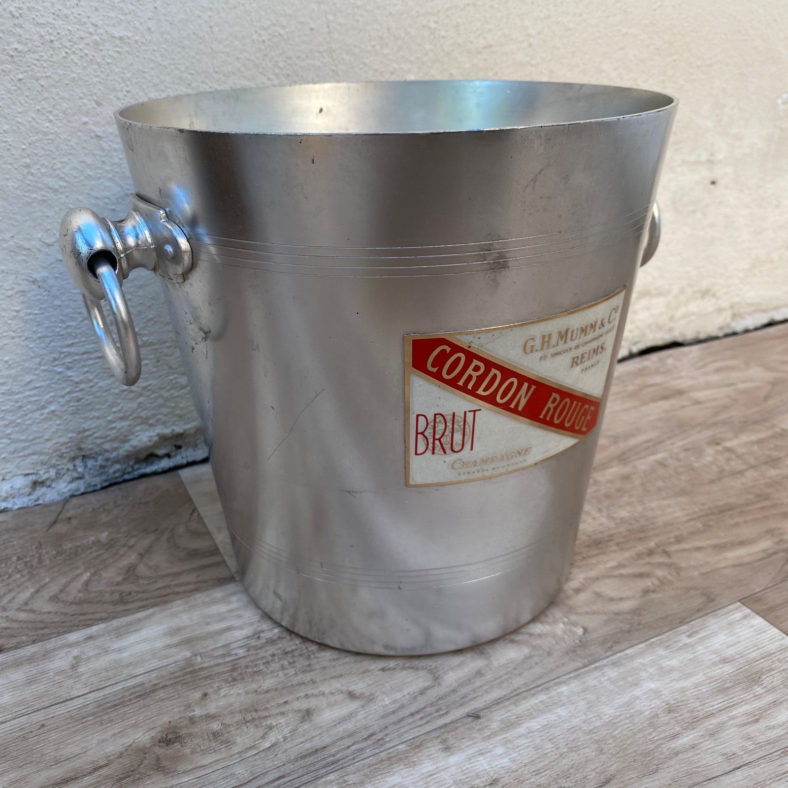 French Vintage Mumm Cordon Rouge Champagne Ice Bucket Silver Metal 04072612 Rothschild
