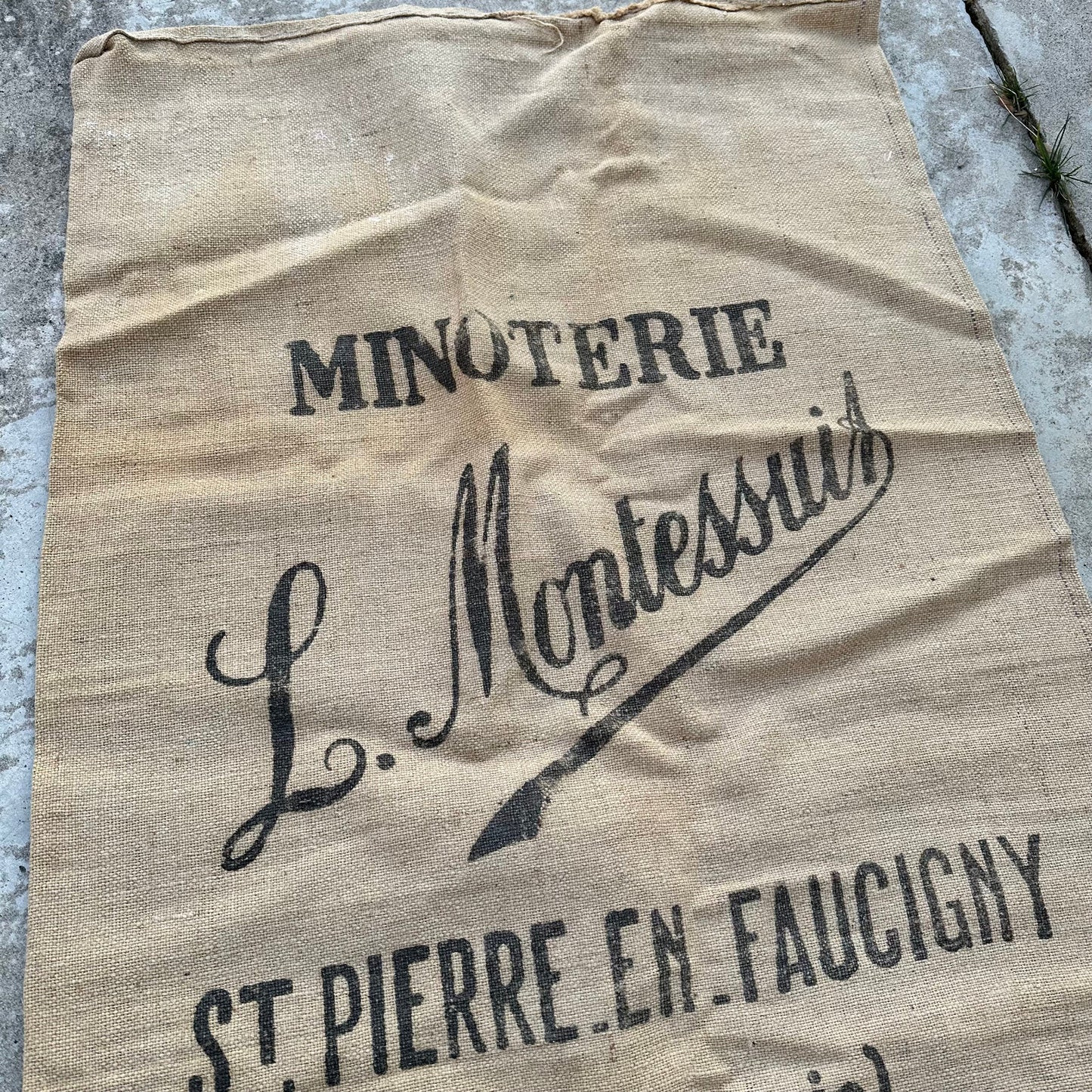Vintage French Flour Sack Linen Grain Bag Montessus Faucigny 1710242 Unbranded