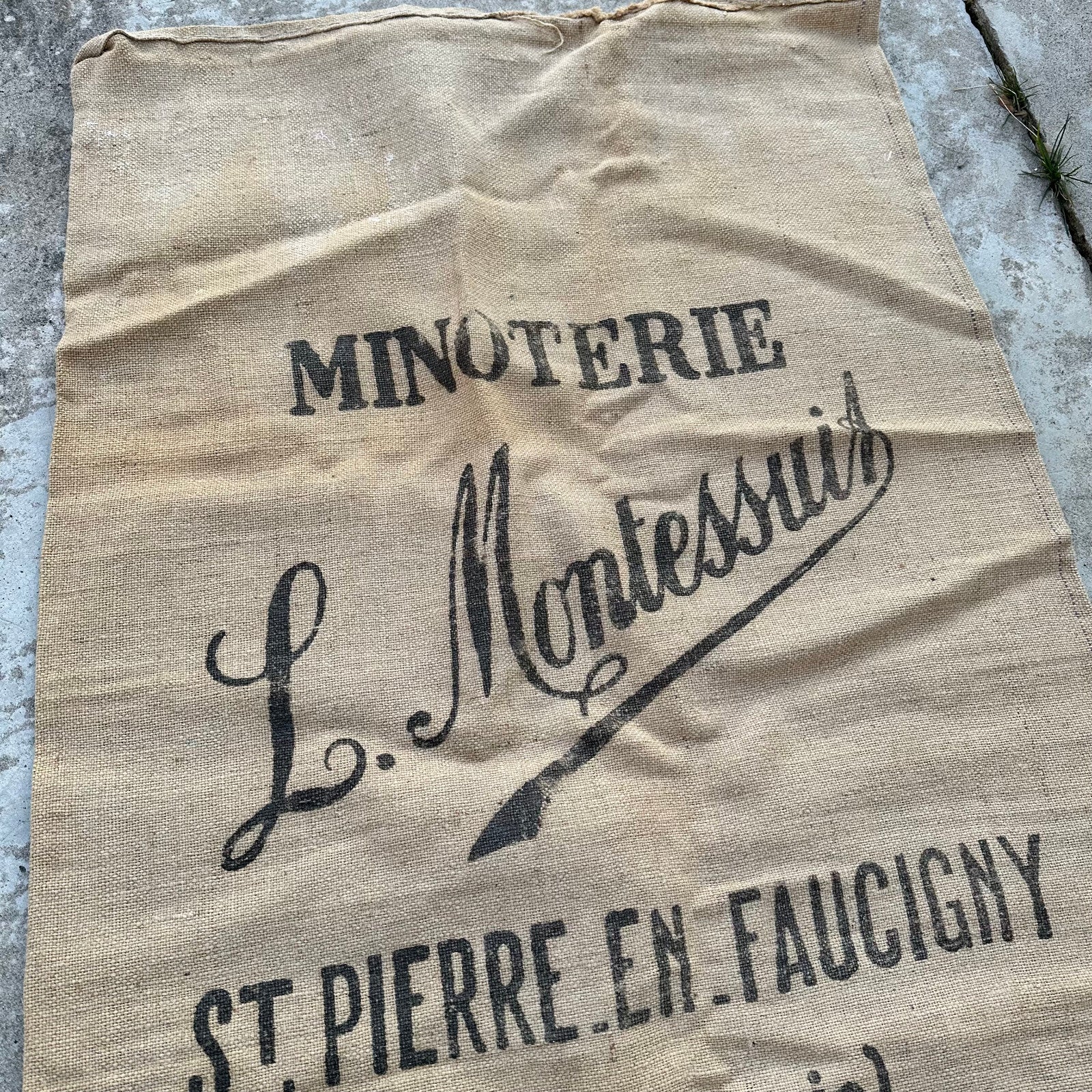 Vintage French Flour Sack Linen Grain Bag Montessus Faucigny 1710242 Unbranded