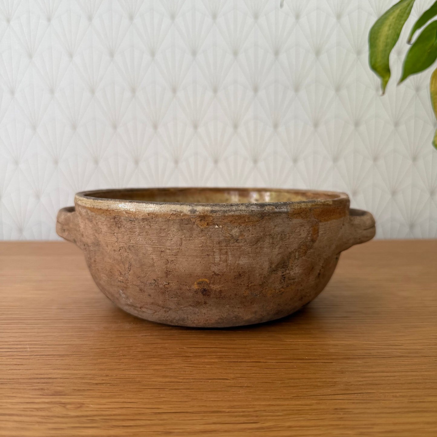 HANDMADE GLAZED ANTIQUE FRENCH STONEWARE PLATE KEYS BOWL FRUITS 23072515