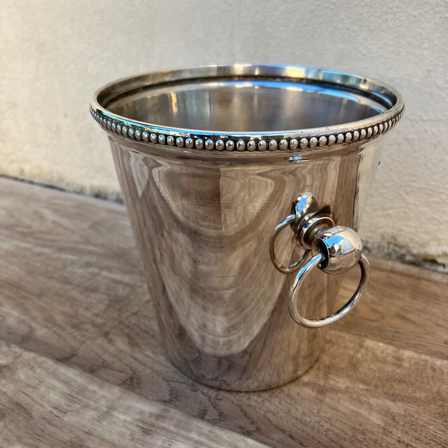 Vintage French Champagne Silverplate Ice Bucket Cooler Pearl 24112427 - Fleamarketfrance