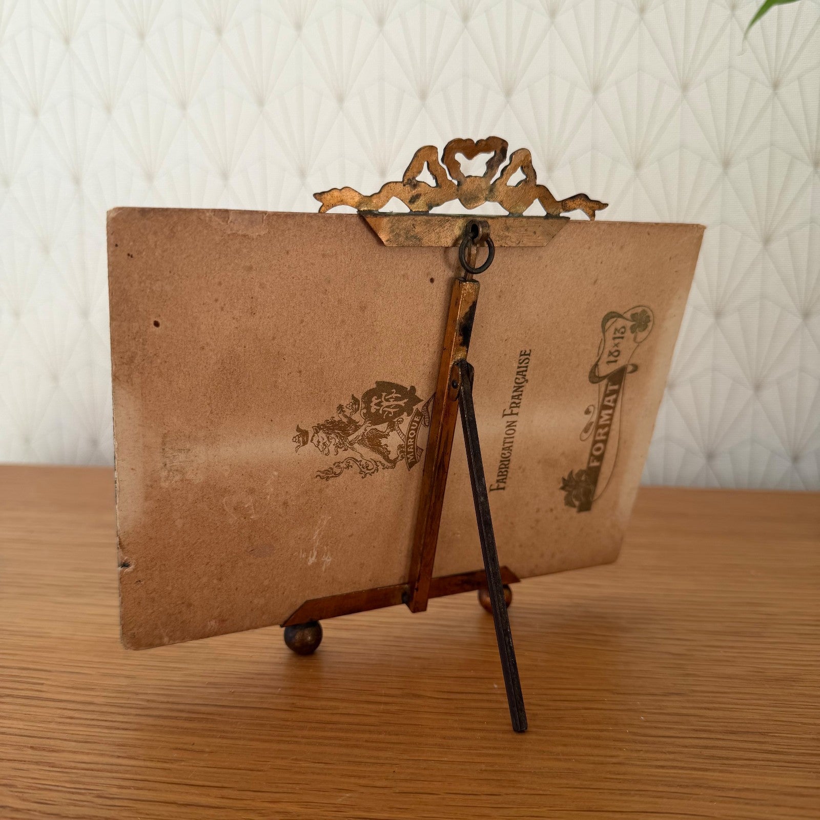 Antique French Brass Photo Frame Victorian Ribbon Bow Glass 7x6.5 03022611 Fleamarketfrance