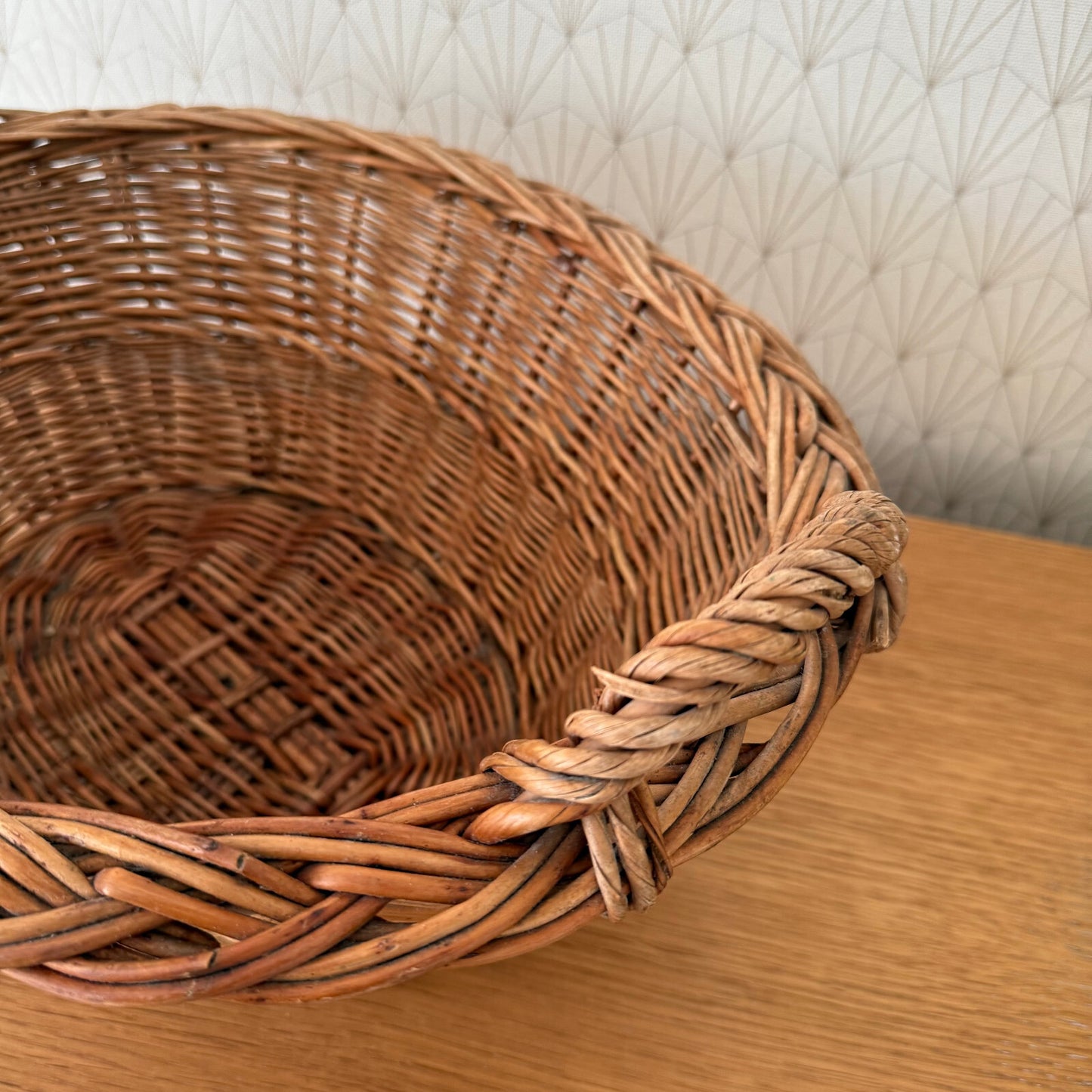 French Wicker Basket Vintage Rattan Laundry Storage Handles 1102252 Unbranded