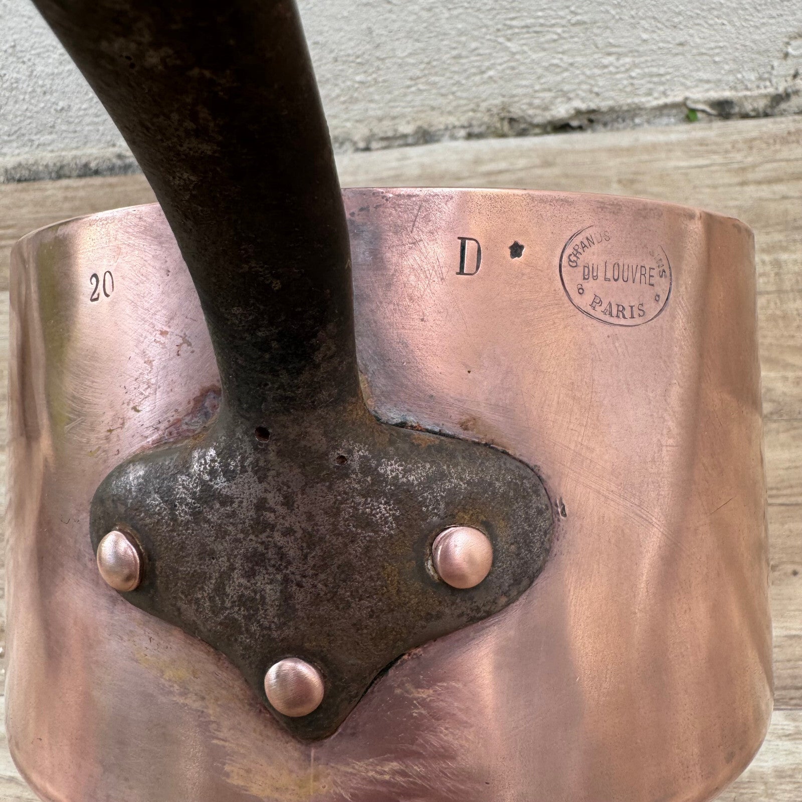 Vintage French Copper Saucepan Tin Lined Louvre Paris 20cm 7.75" 19092415 Unbranded