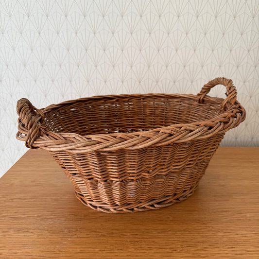 French Wicker Basket Vintage Rattan Laundry Storage Handles 1102252 Unbranded