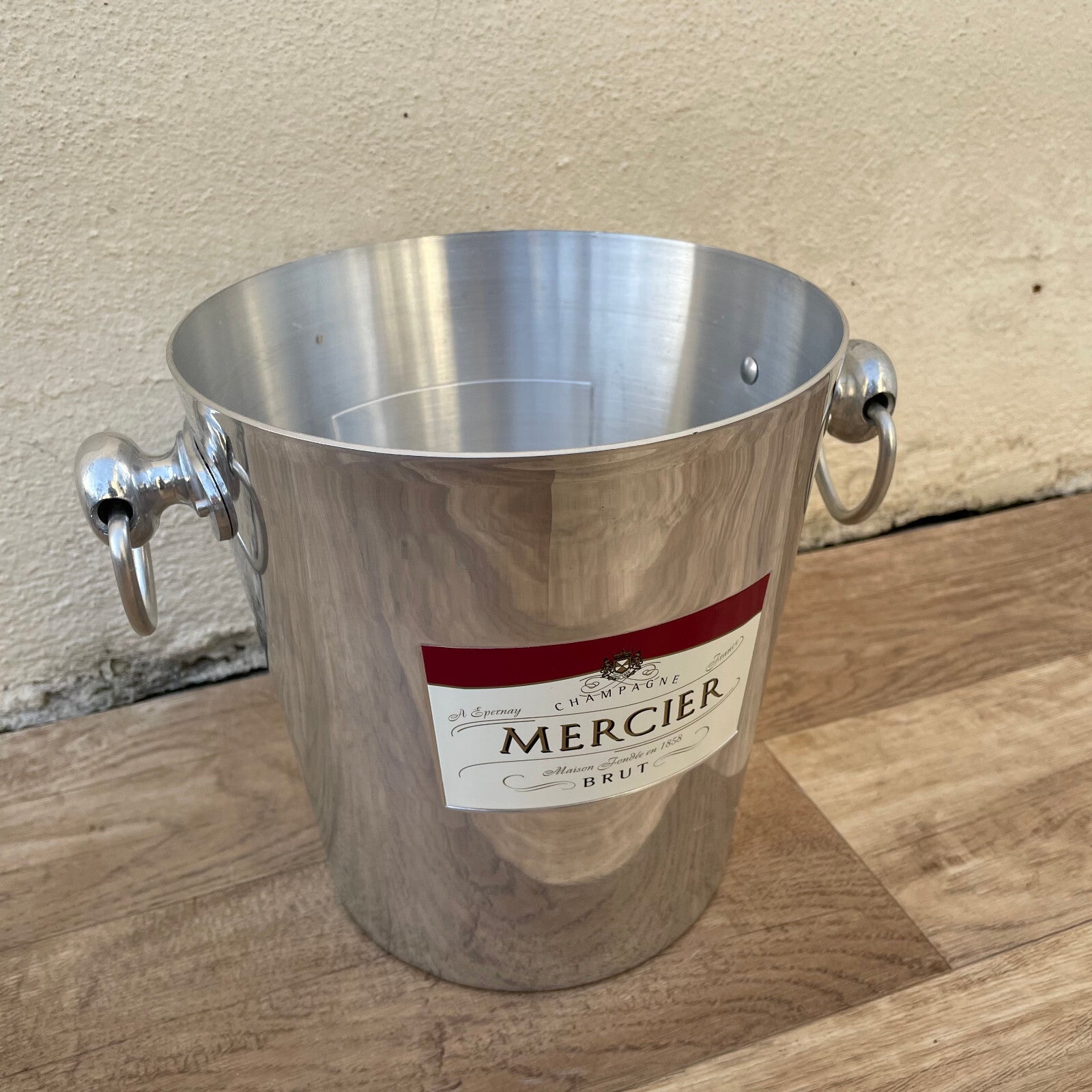 French Champagne Ice Bucket MERCIER Vintage Silver Metal Cooler 1403251 Fleamarketfrance