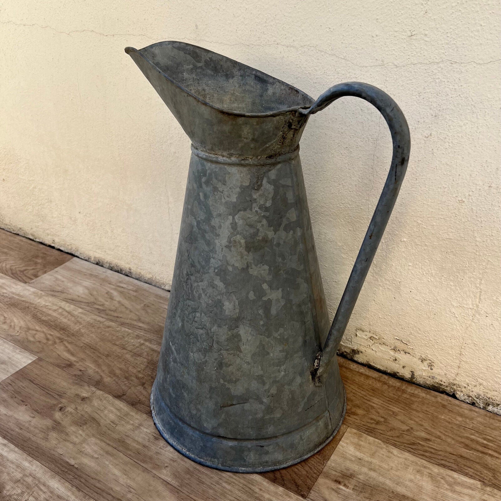 Vintage French Galvanized Zinc pitcher jug water grey garden 1707226 - Fleamarketfrance