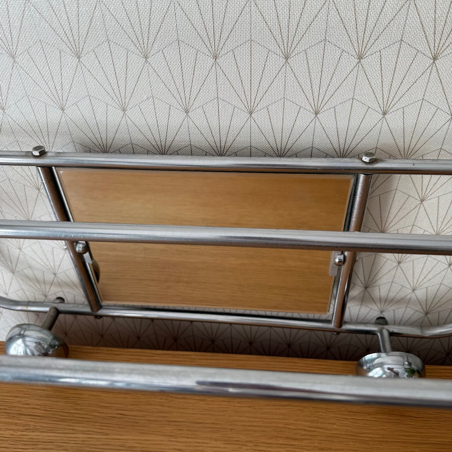 Vintage French Metal 4 Hook Coat Rack/Wall-Mounted Mirror Storage 0407251 Unbranded