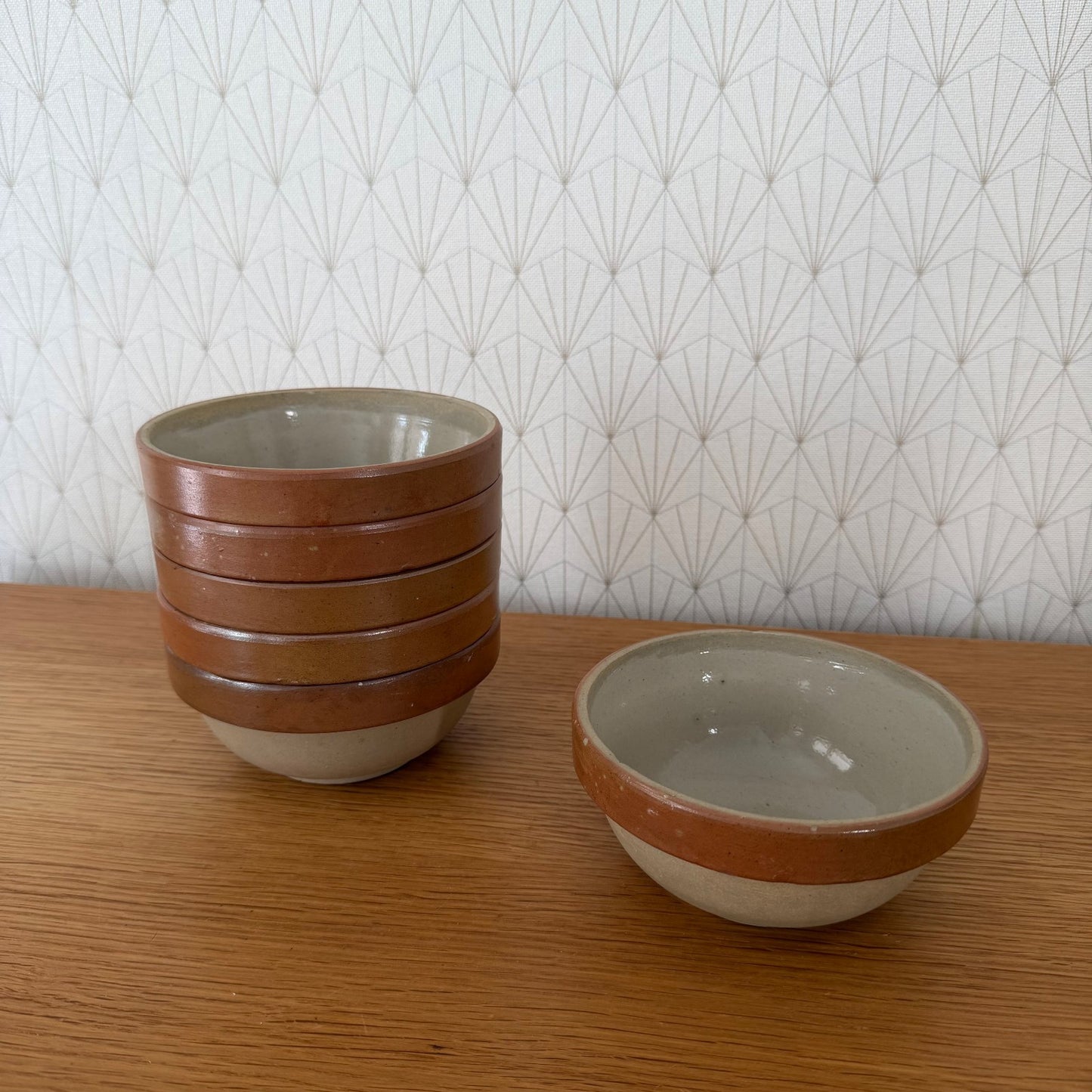 Vintage French Stoneware Mixing Bowl Salad Serving Provincial Set 6 1408269 Fleamarketfrance