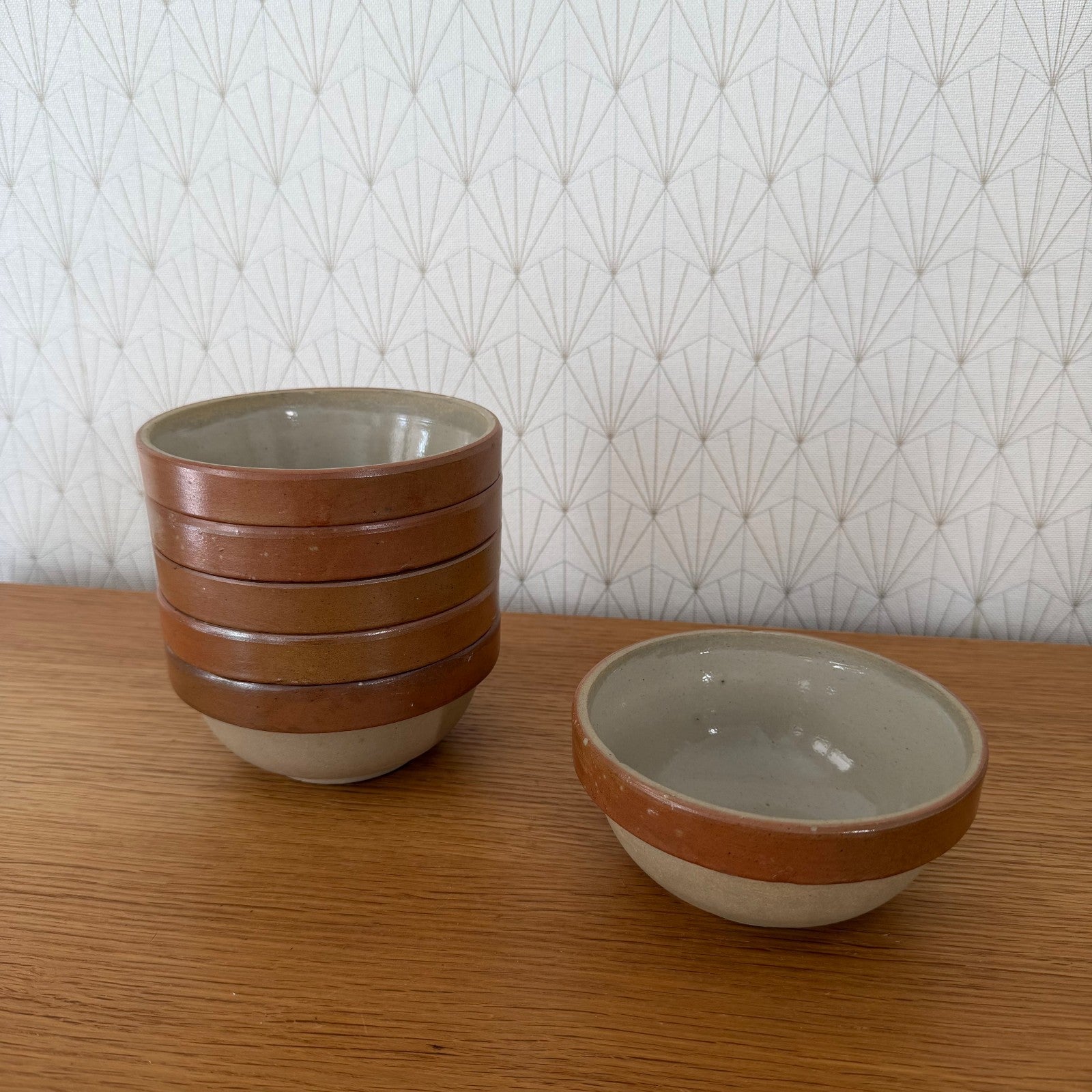 Vintage French Stoneware Mixing Bowl Salad Serving Provincial Set 6 1408269 Fleamarketfrance