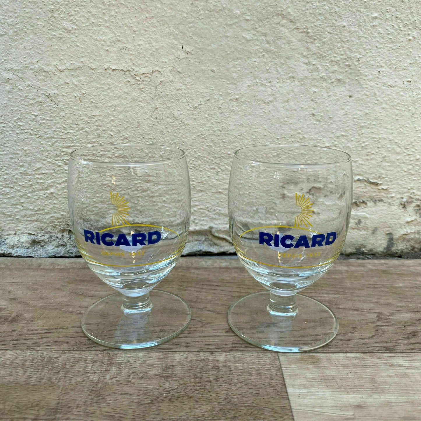 Vintage French Ricard Pastis Glasses Sunburst Logo Set of 2 23092020 Does Not Apply