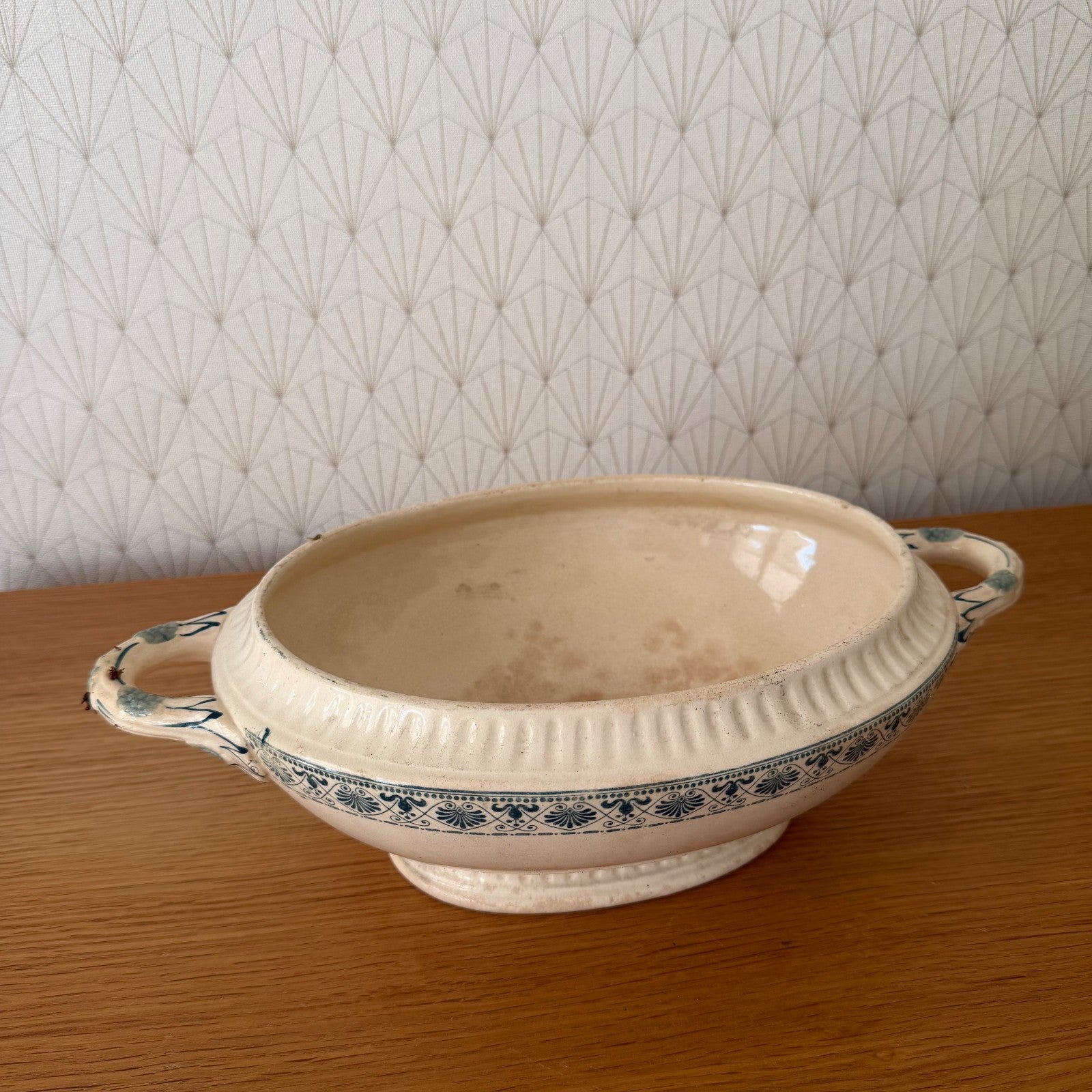 French Antique White Earthenware Tureen Terre de Fer Serving Bowl 2805266 Fleamarketfrance