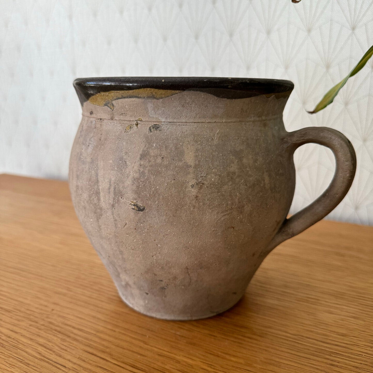 French vintage stoneware potery pitcher from France 6 1/4" 15062418 - Fleamarketfrance