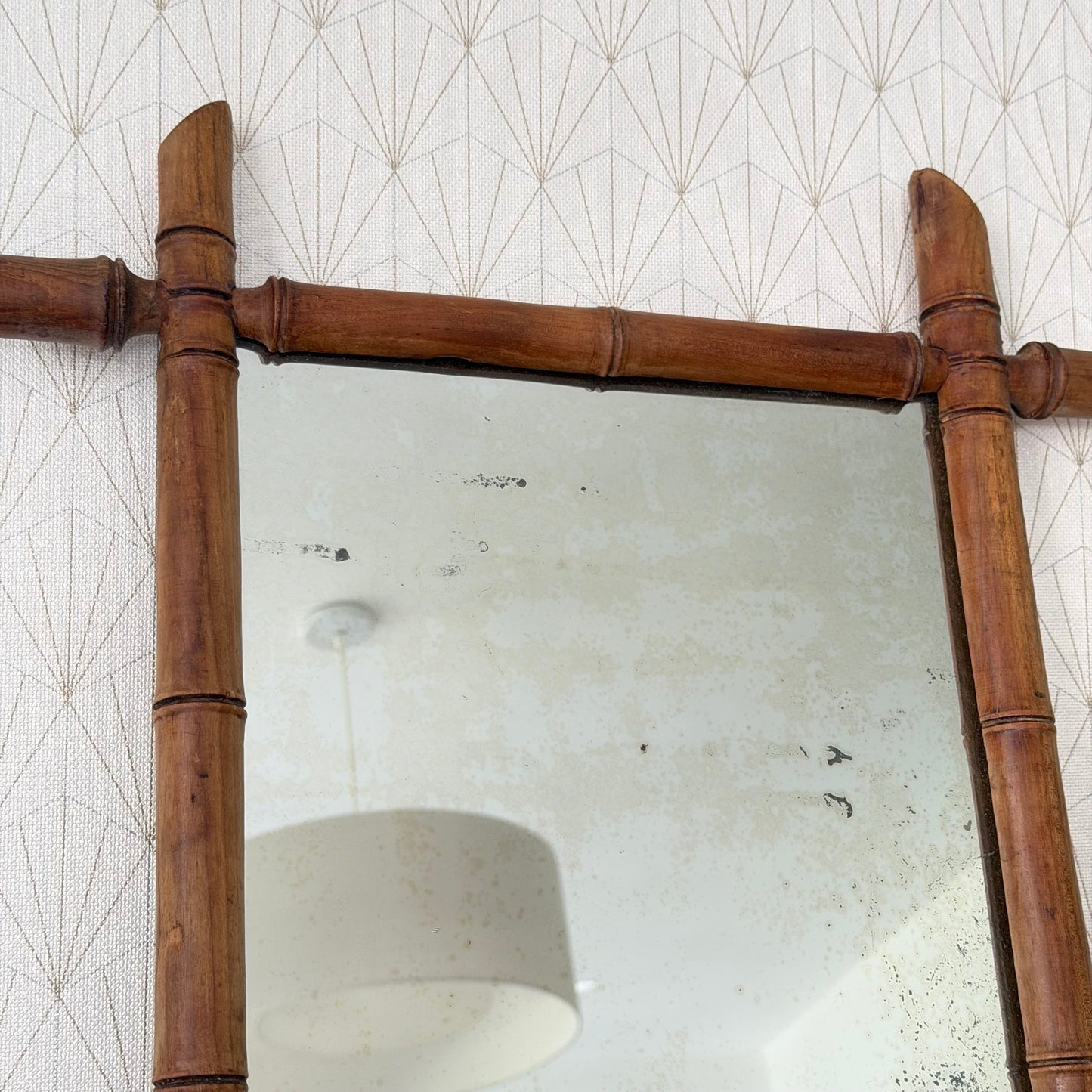 Vintage French wood faux bamboo  WALL-HANGING MIRROR 0210253