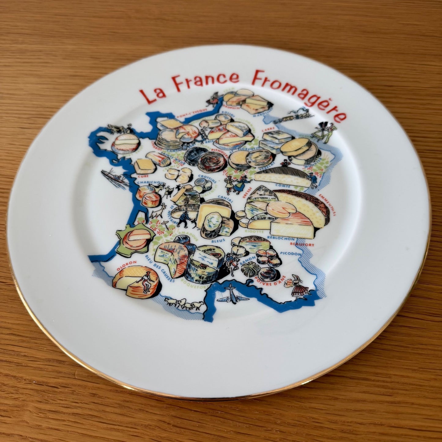 French Cheese Plate Limoges Porcelain Map Vintage Fromage 11.5" 2502264 Limoges