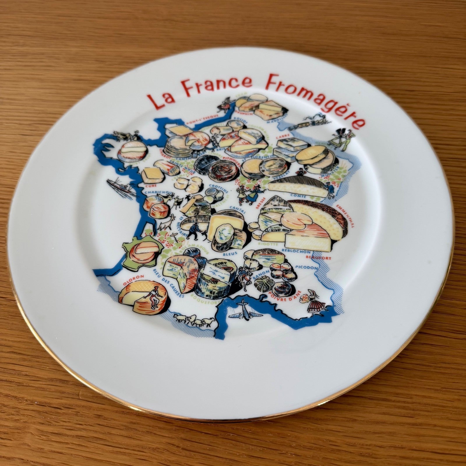 French Cheese Plate Limoges Porcelain Map Vintage Fromage 11.5" 2502264 Limoges