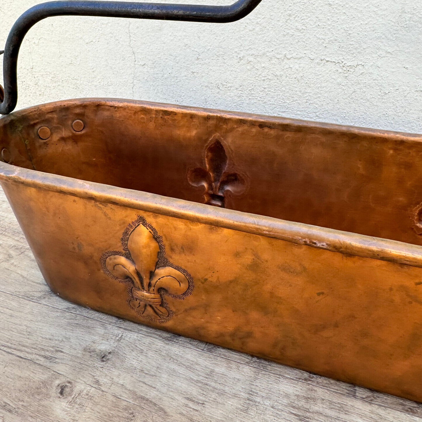 Antique French Copper Fish Kettle/Poacher/Steamer/Planter Lys 1404242 - Fleamarketfrance