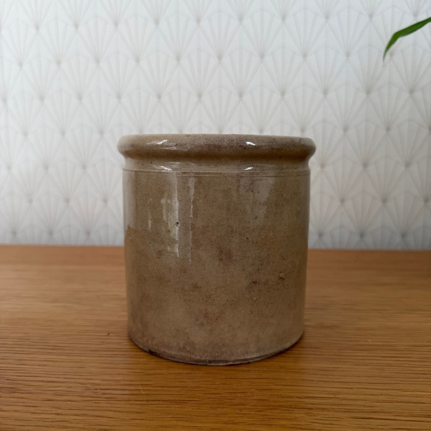 HANDMADE GLAZED BROWN ANTIQUE FRENCH CONFIT JAM POT STONEWARE 111255