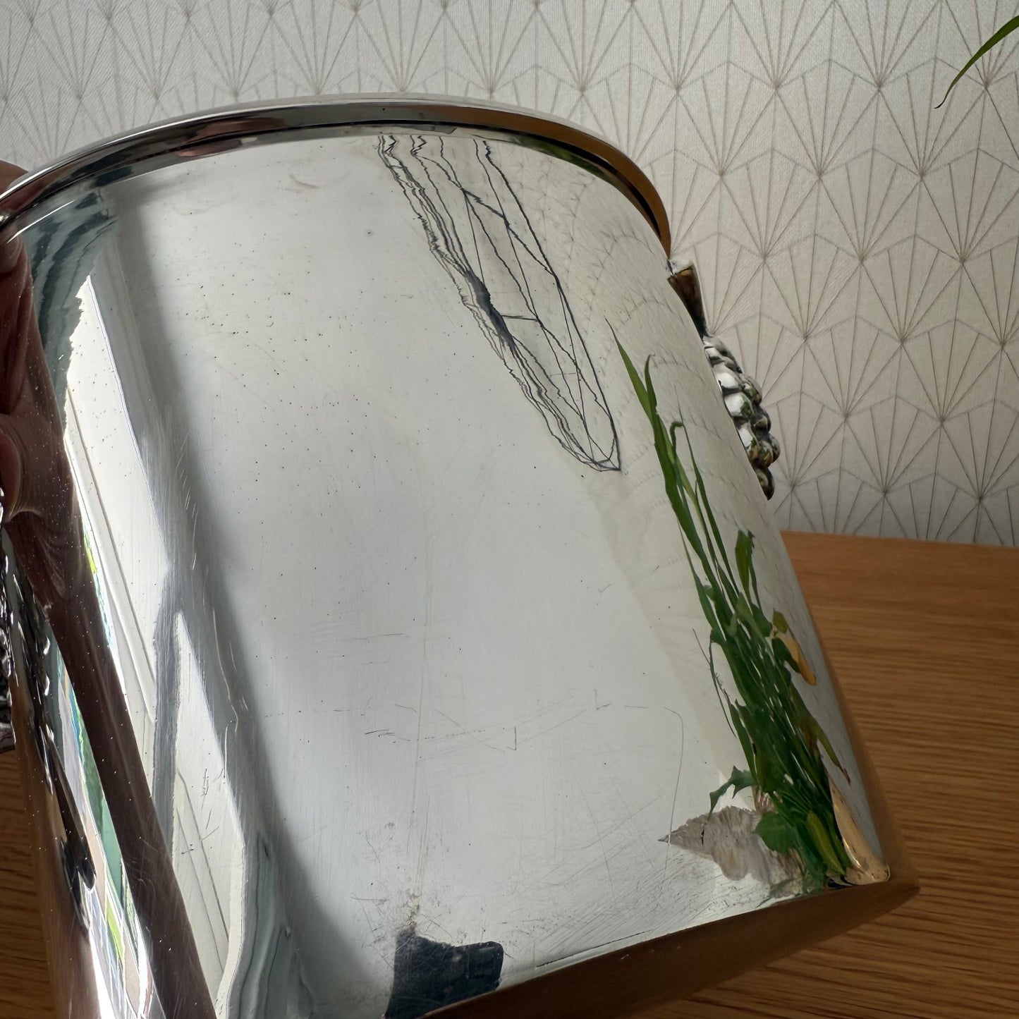 Vintage French Champagne Silverplate Ice Bucket Cooler Grappes 0807255