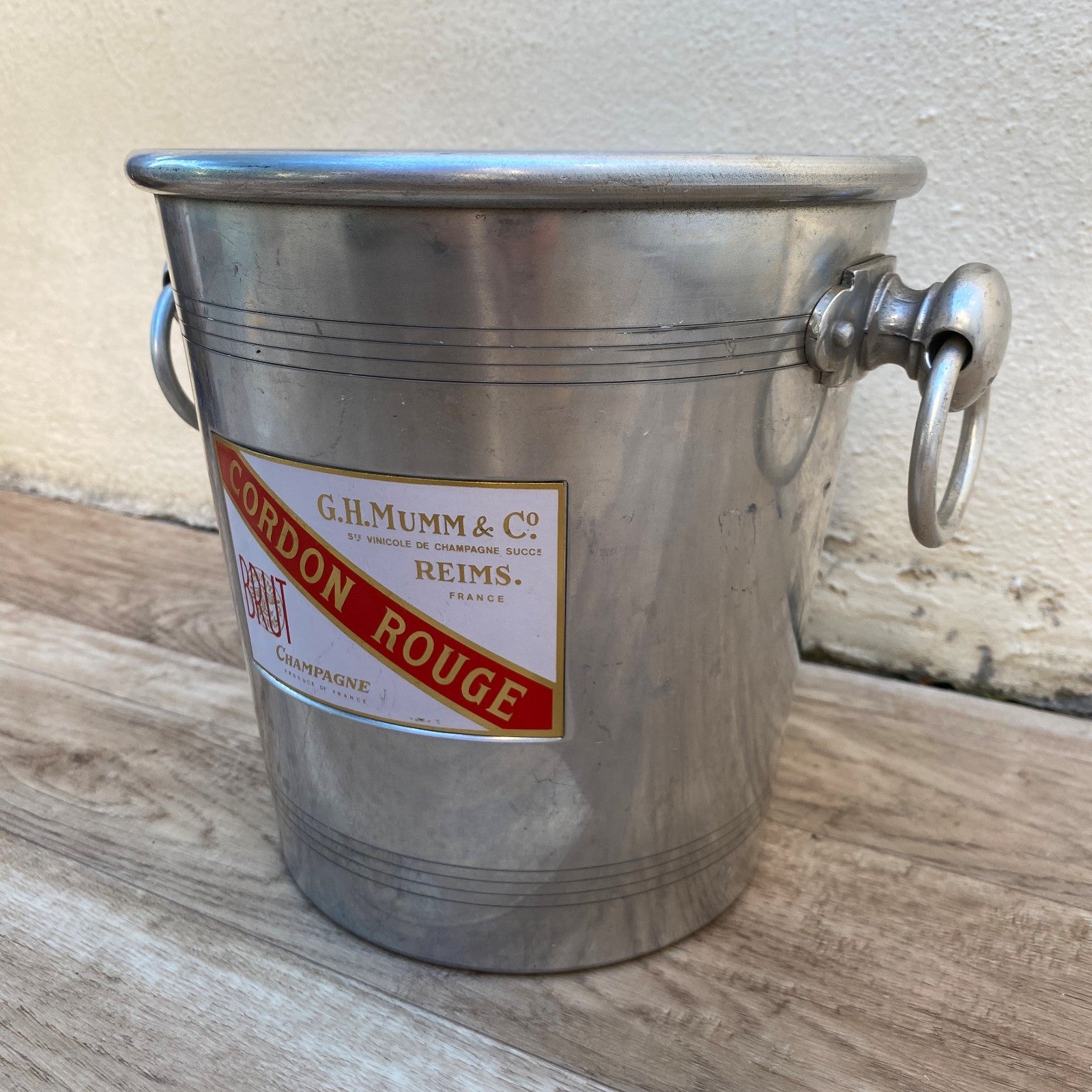 French Vintage Mumm Cordon Rouge Champagne Ice Bucket Silver Metal 04072611 Rothschild