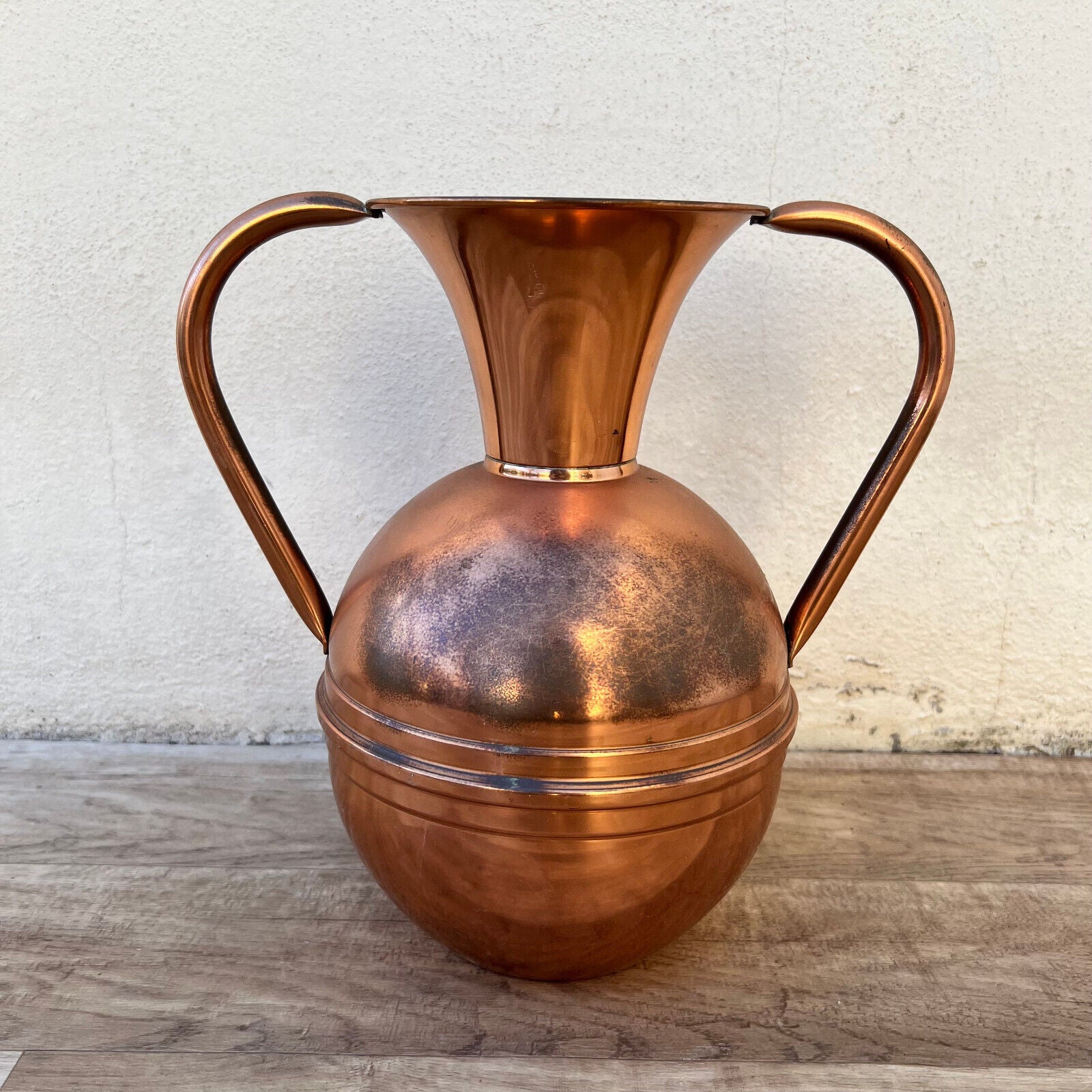 Vintage French Villedieu Copper  Flower Vase Pitcher stamped 12" 26052227 - Fleamarketfrance