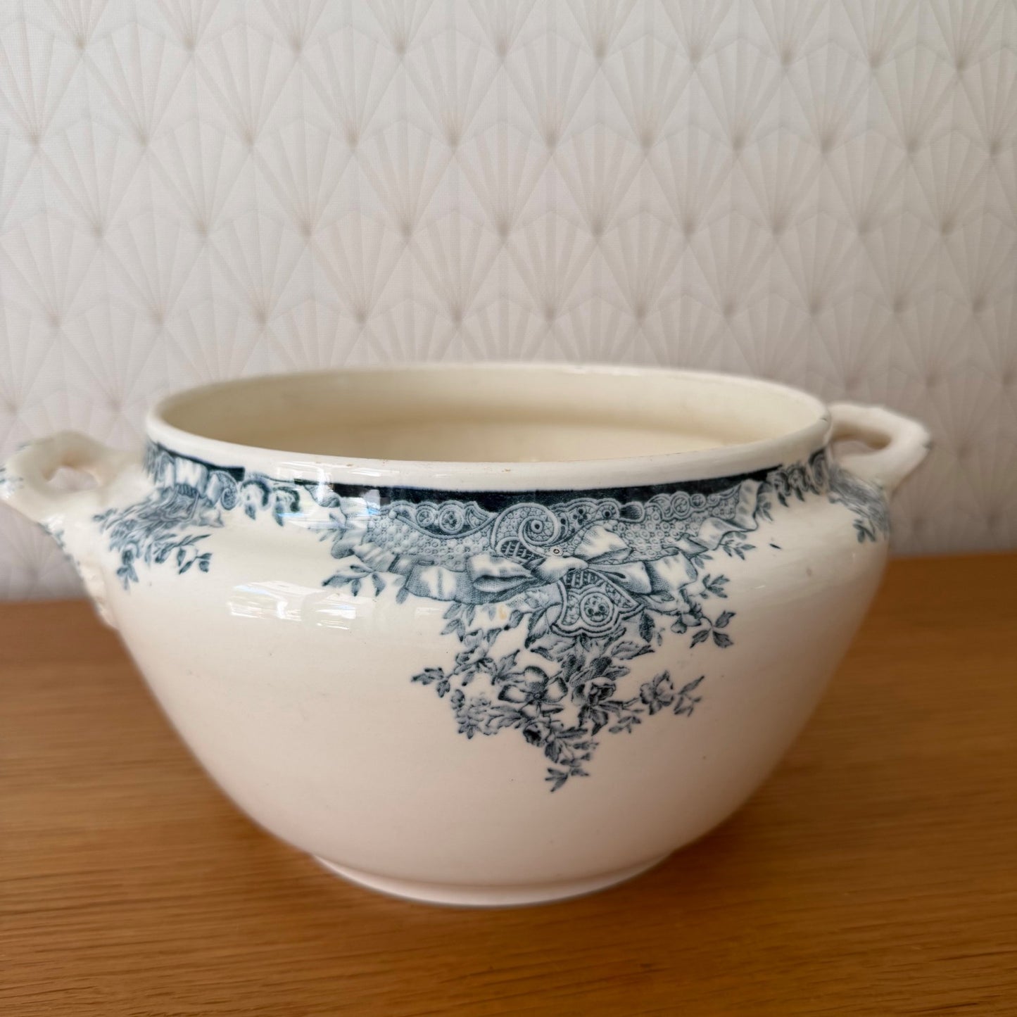 French Antique White Earthenware Tureen Longwy Terre de Fer 2805265 Fleamarketfrance