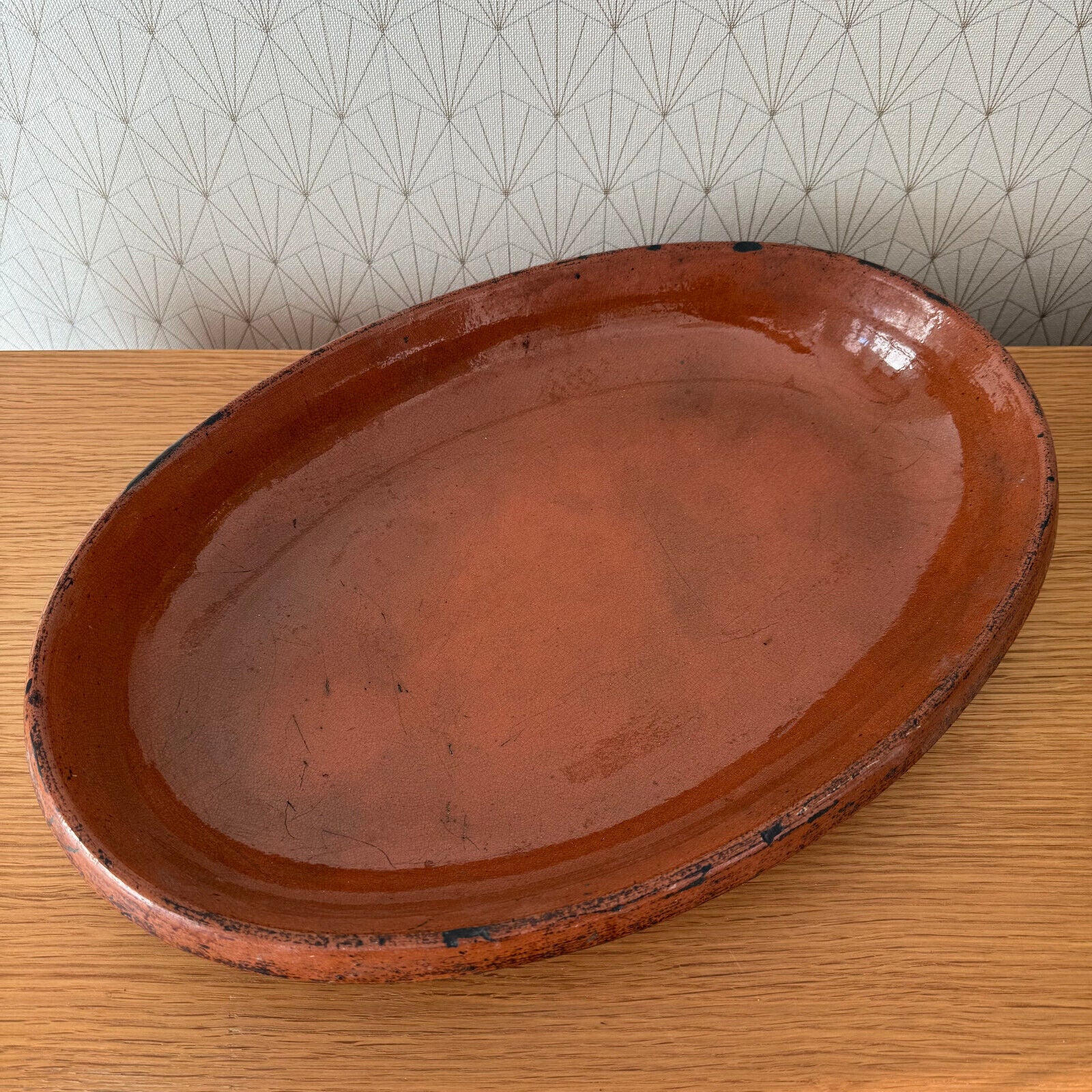 Vintage France Handmade French Bakeware 17 3/4 terrine plate gratin oval 0301242 Fleamarketfrance