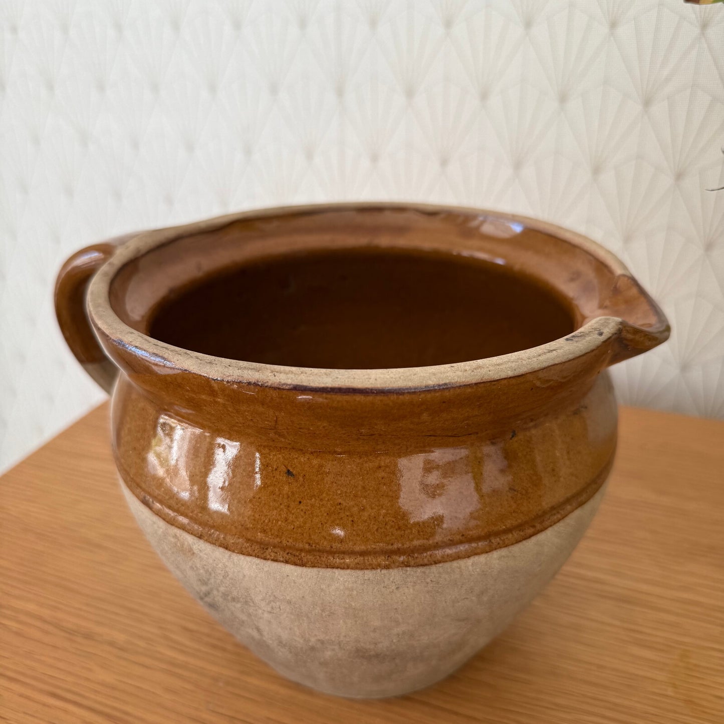 French Stoneware Pitcher Vintage Brown Pottery Jug 5 3/4" 09022515 Unmarked