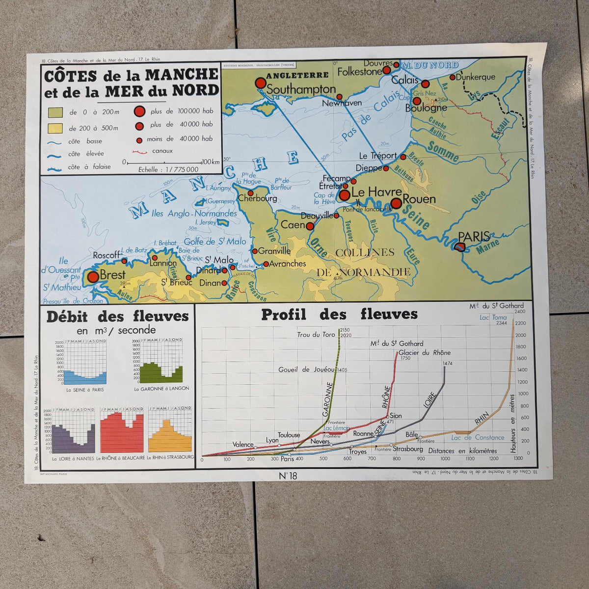 Vintage French Educational School Geography Map Poster 2008264 Fleamarketfrance