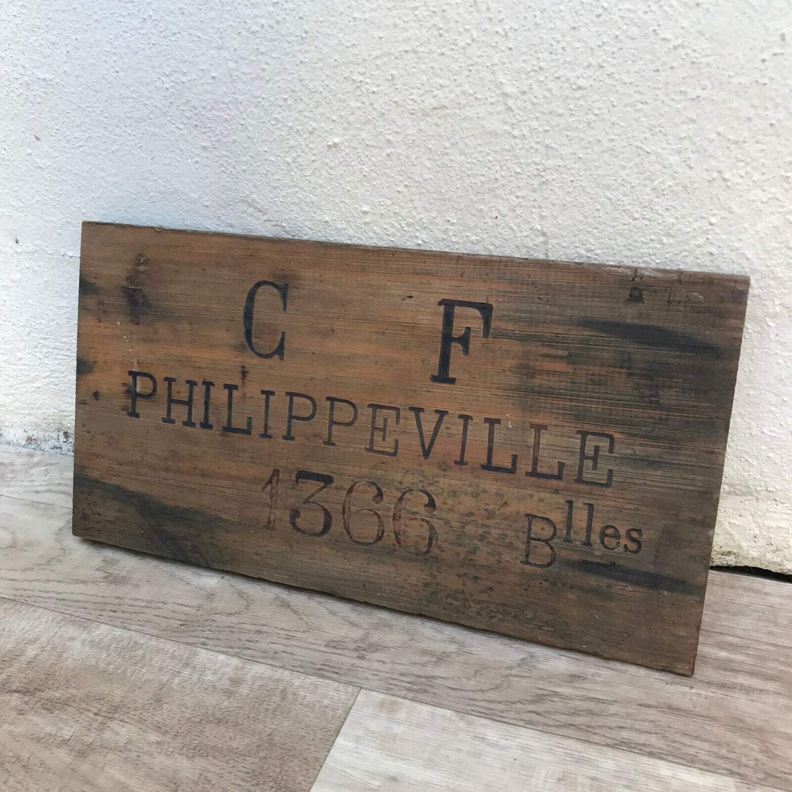 Wine Wood Crate Box Panel Vintage French wall sign PHILIPPEVILLE  0803226 - Fleamarketfrance