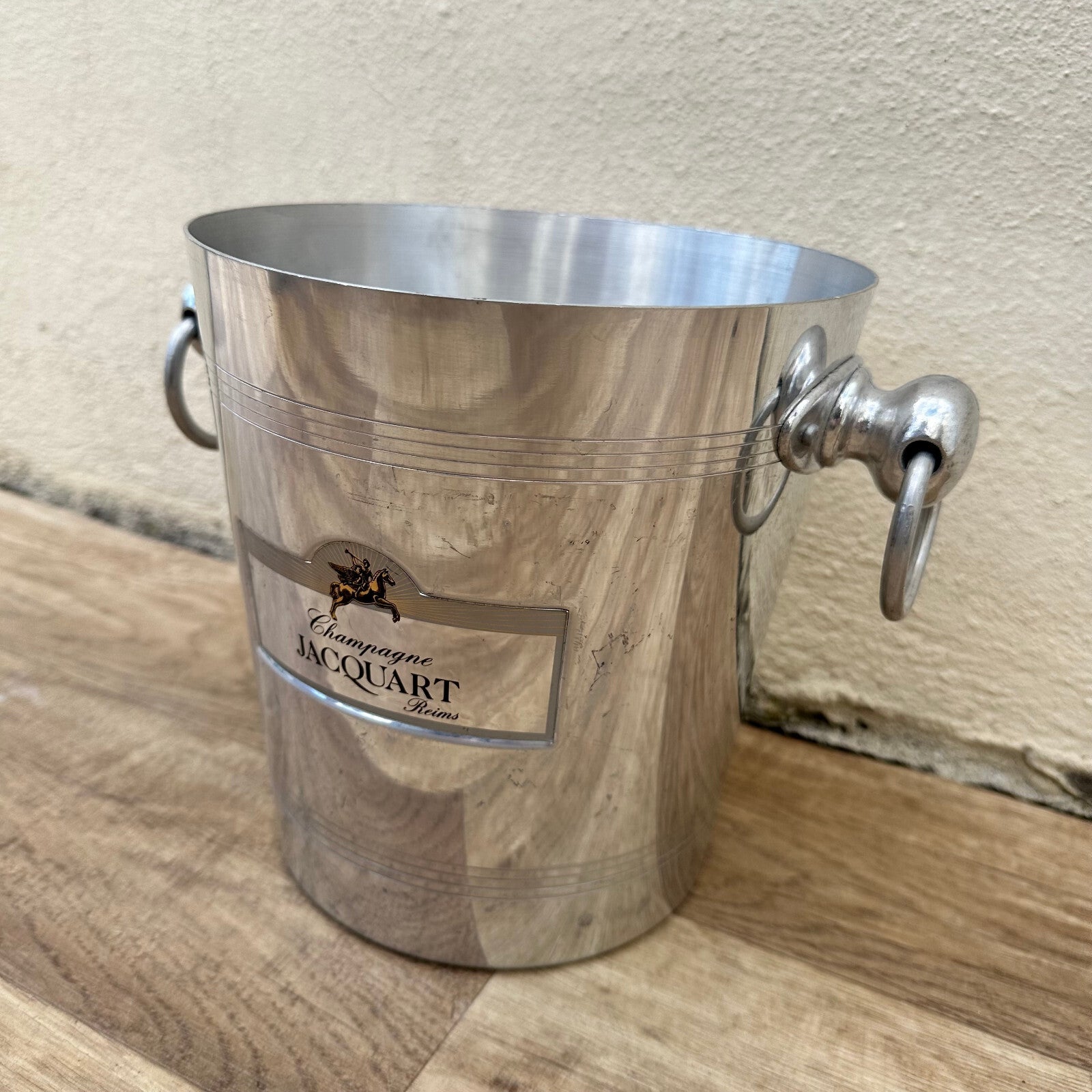 French Champagne Ice Bucket Jacquart Reims Silver Metal Vintage 12092419 Jacquart