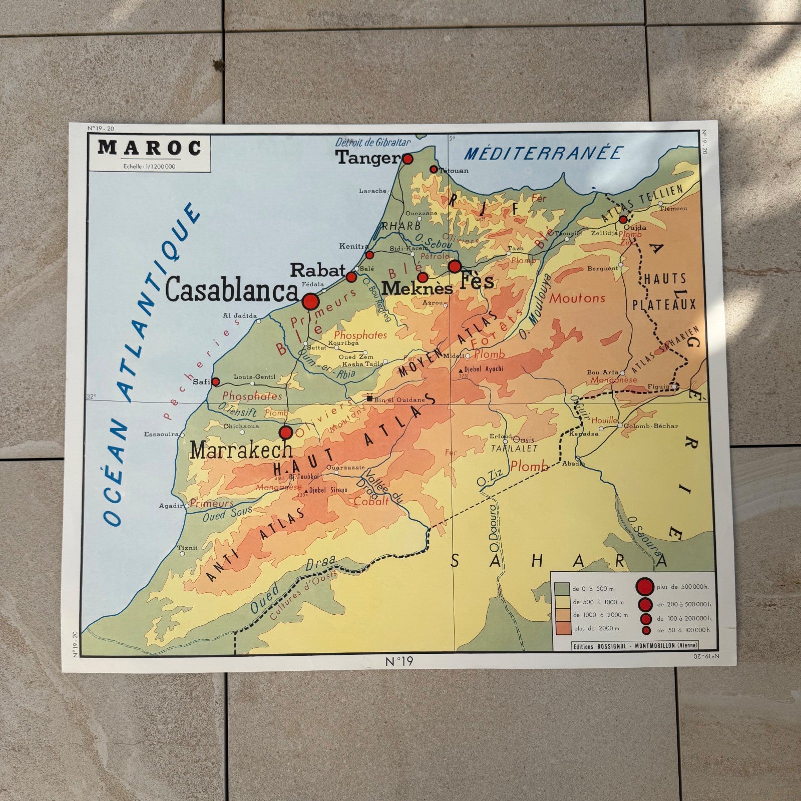 Vintage French Educational School Map Poster Morocco Africa 2008269 Fleamarketfrance