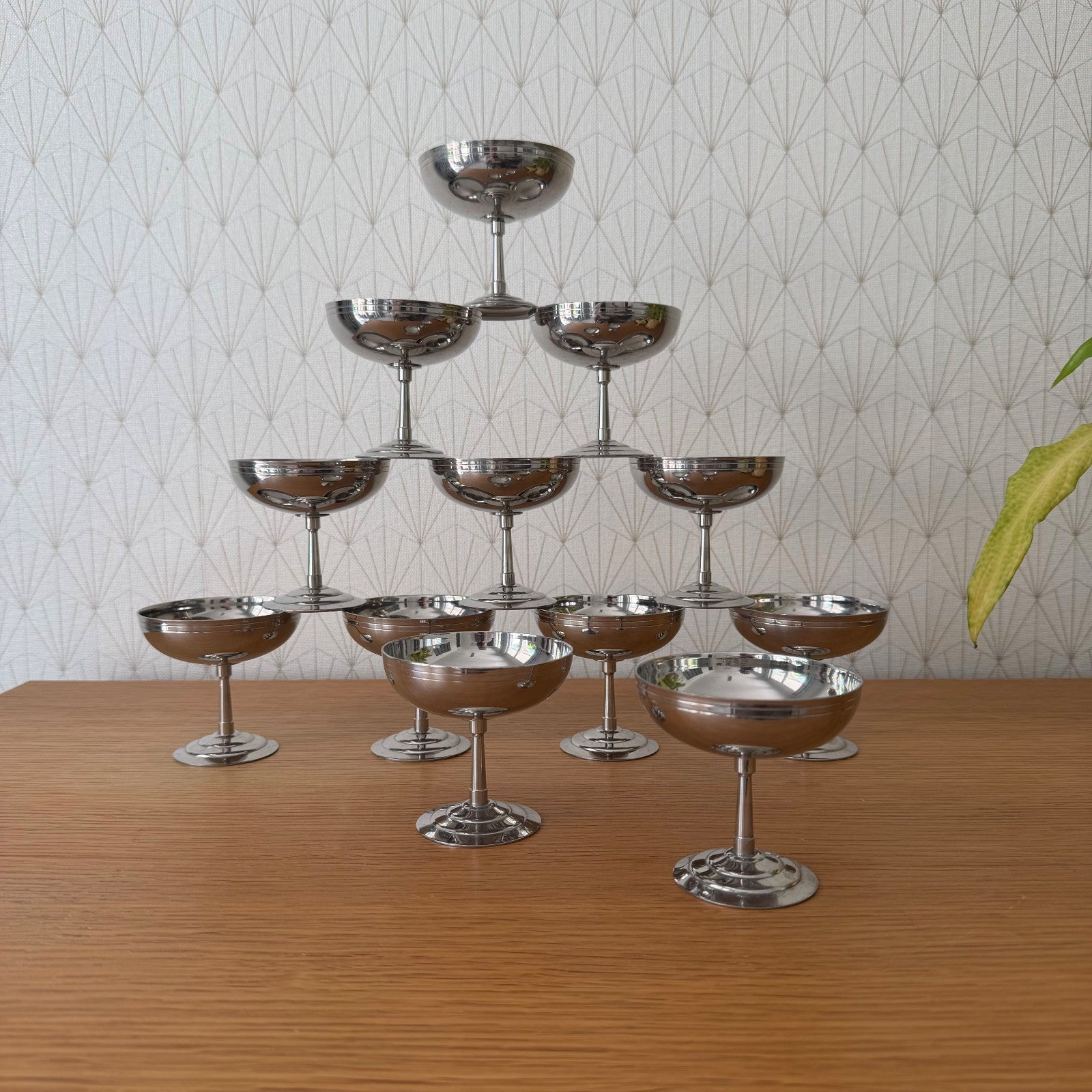 Vintage French Stainless Steel Champagne Coupes Set of 12 Letang Remi 2805262 Stainless