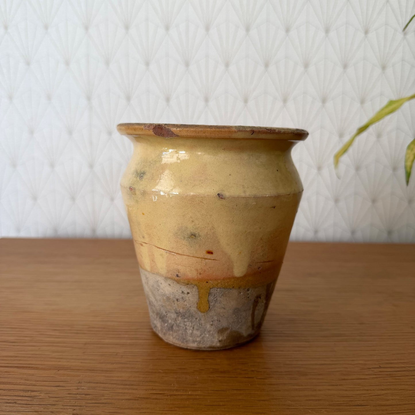 French Pottery Mustard Pot Terracotta Yellow Ochre Glaze 19th Century 1506266 Unmarked