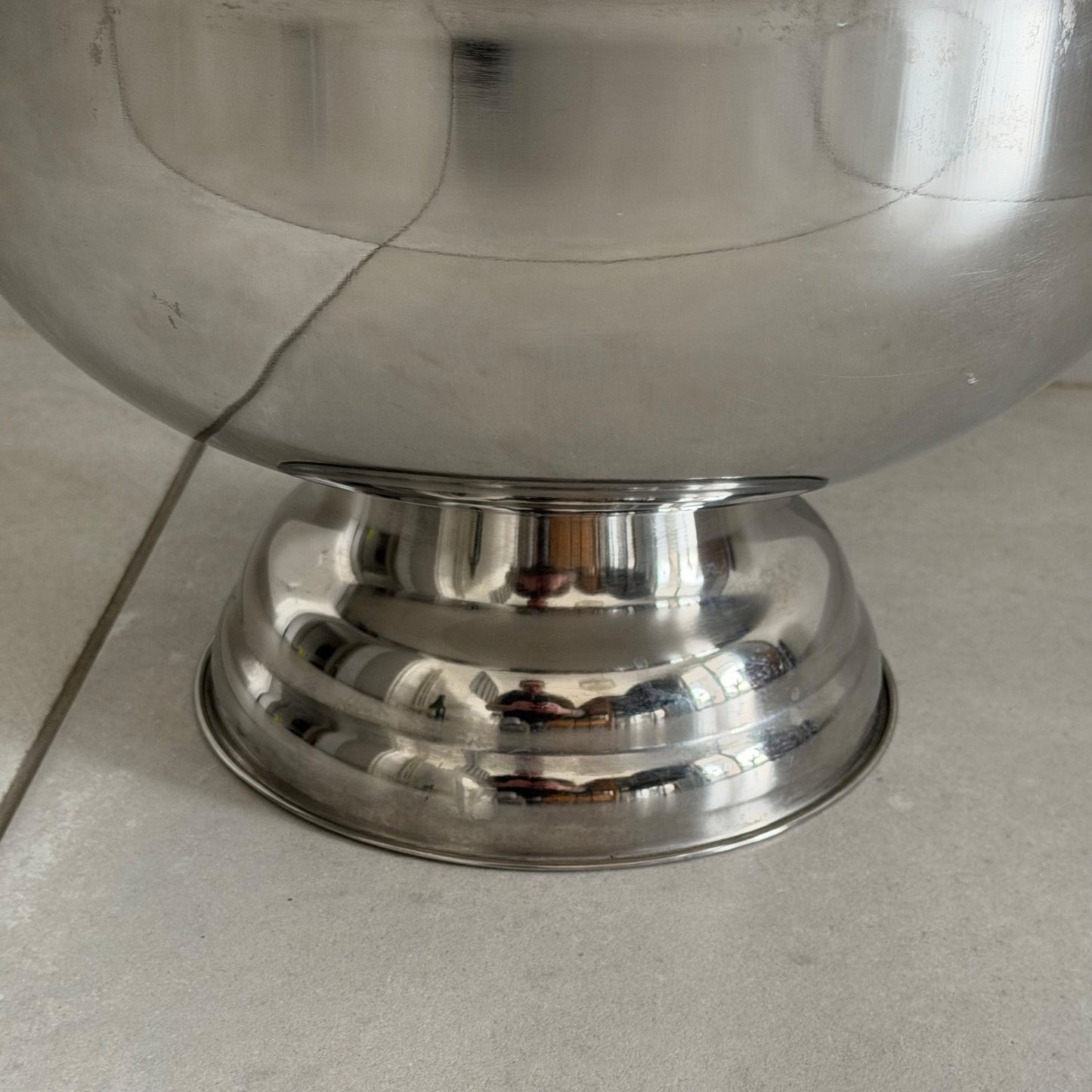 French Stainless Steel Champagne Bucket Ice Cooler Double Magnum 0101262 Fleamarketfrance : French vintage and antique decor
