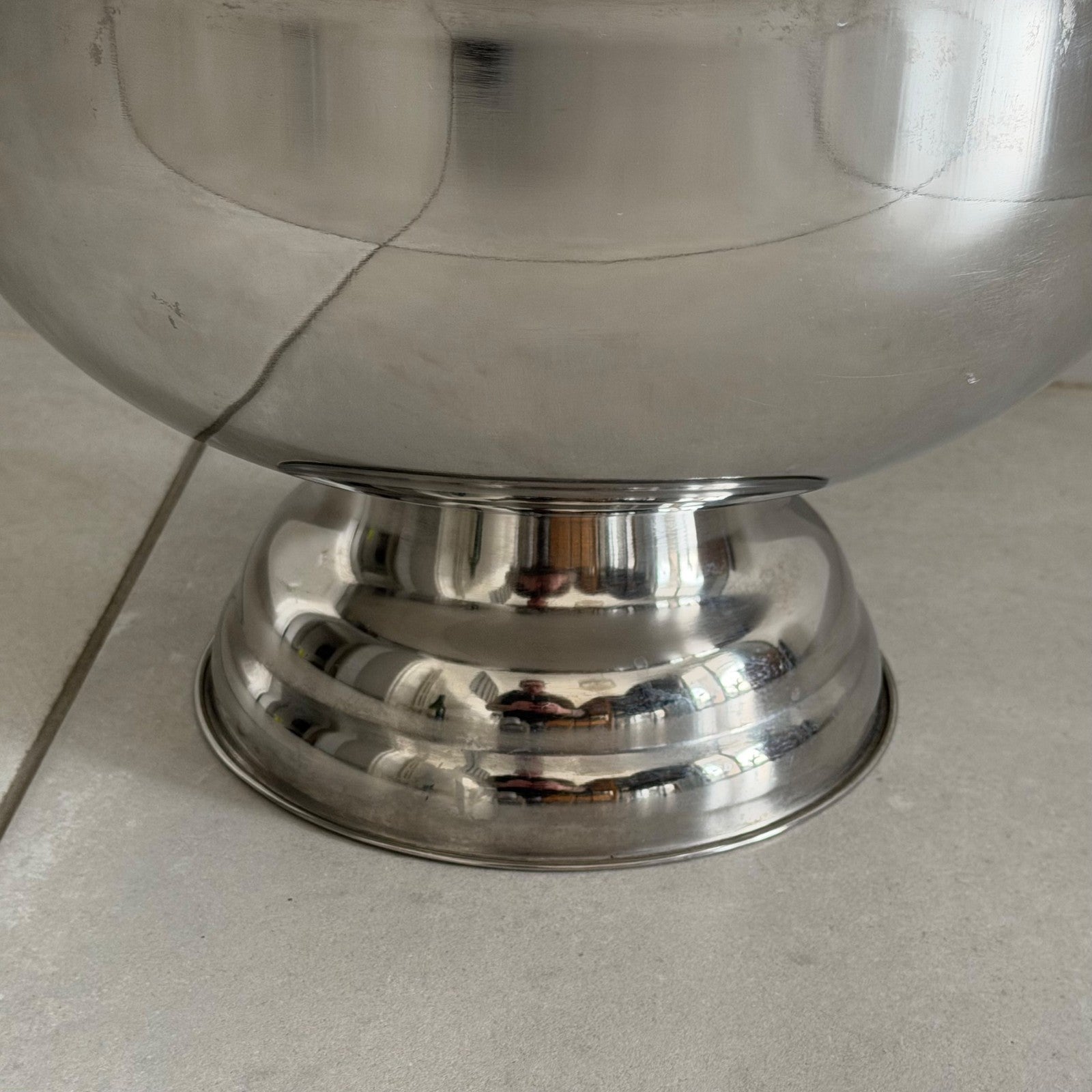 French Stainless Steel Champagne Bucket Ice Cooler Double Magnum 0101262 Fleamarketfrance : French vintage and antique decor