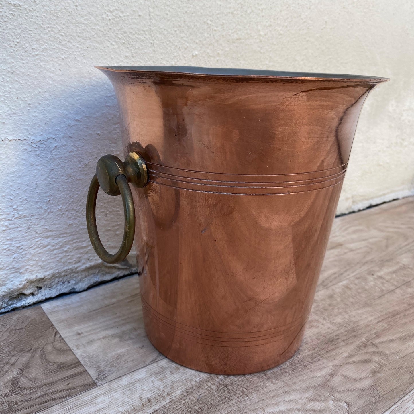 French Vintage Copper Champagne Ice Bucket Metaux Ouvres Le Trefle 04072614 Rothschild
