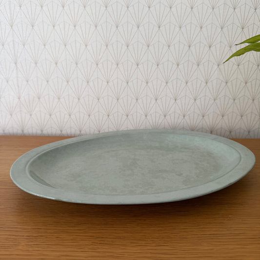 French Celadon Glazed Oval Serving Platter Ironstone Dish 25052615 Unbranded