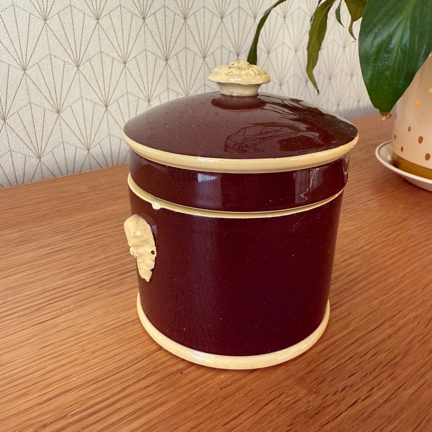 French Terrine Pot Sarreguemines Brown Glazed Foie Gras Dish 0112245 Unmarked