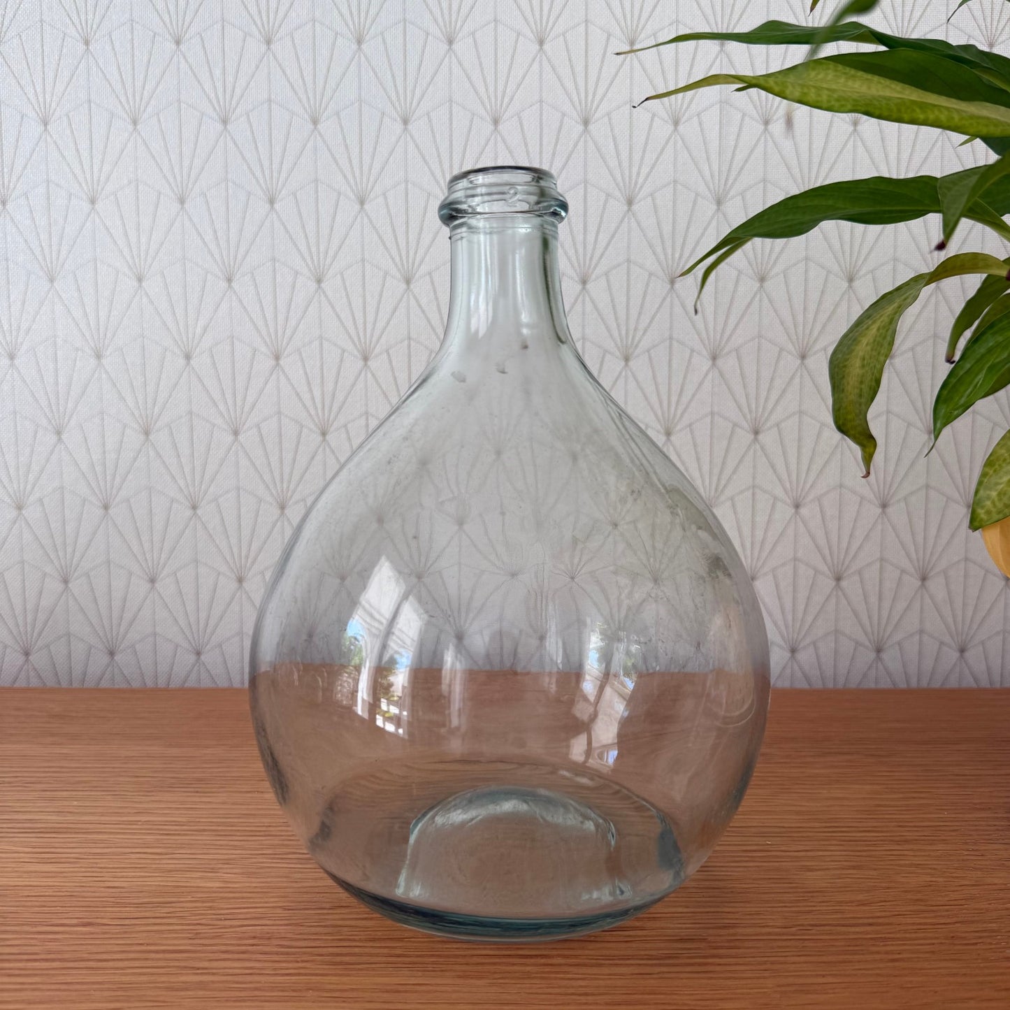 Old French clear glass Dame Jeanne Demi John Bottle bonbonne 1907258