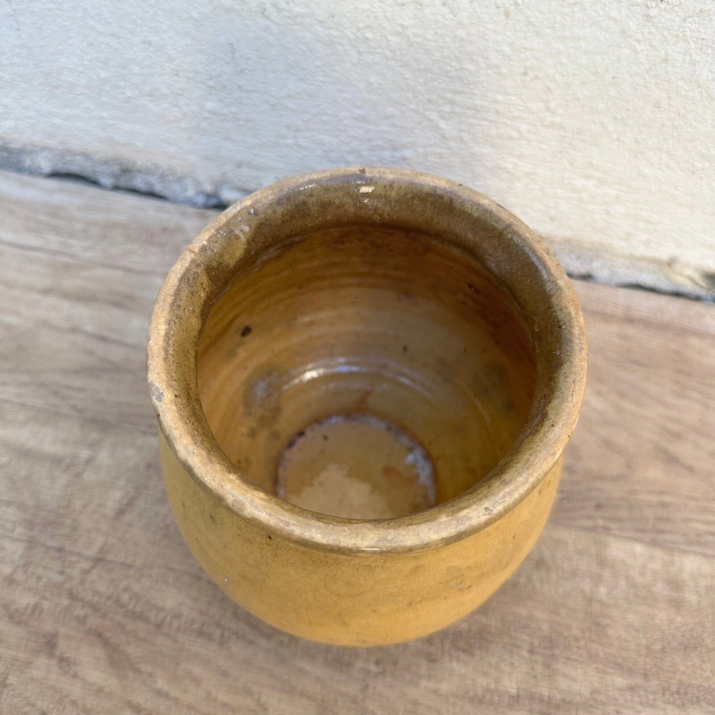 French Confit Pot Yellow Glazed Terracotta Antique Small Rustic 2407237 Unmarked