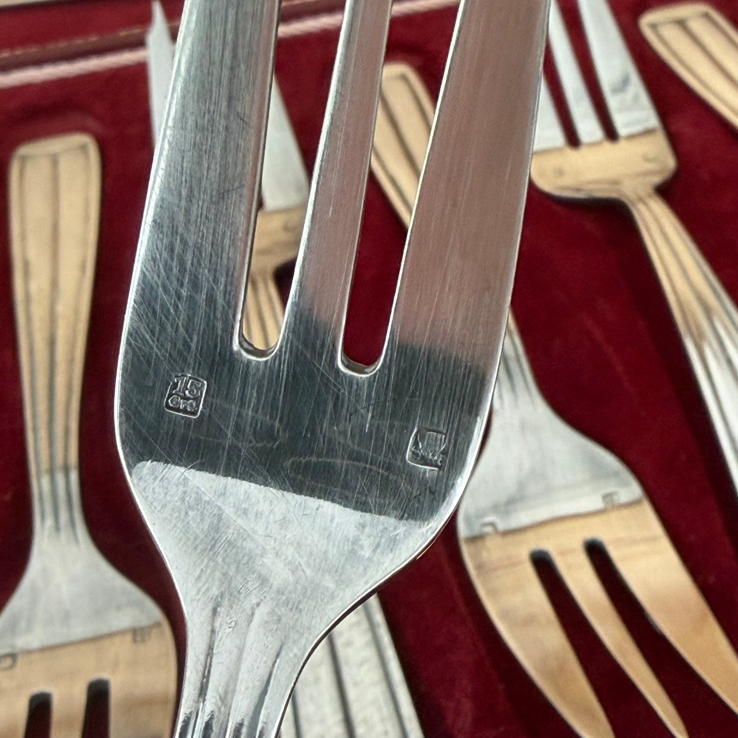 12 Vintage French St Medard Cake Desert Service silver plated forks 0910255 ONEIDA