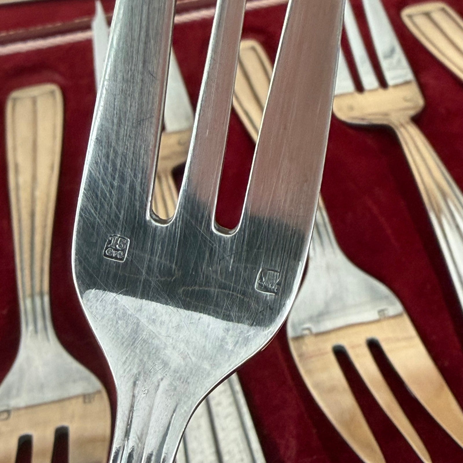 12 Vintage French St Medard Cake Desert Service silver plated forks 0910255 ONEIDA