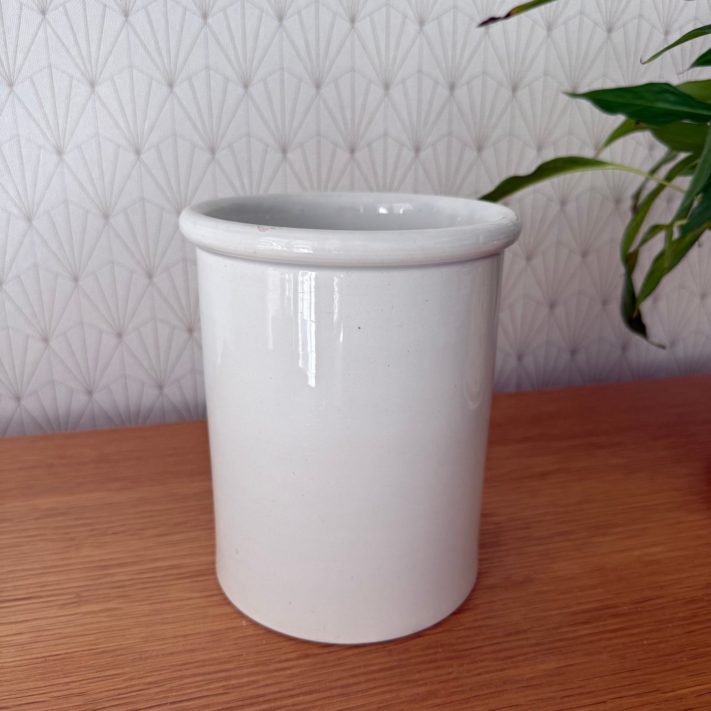 Antique French Confit Pot White Ceramic Creil Montereau Kitchen 1209252
