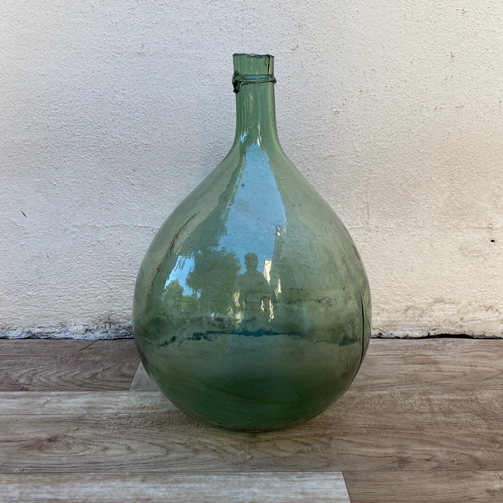Antique French Dame Jeanne Green Glass Demijohn Wine Bottle 04072622 Fleamarketfrance