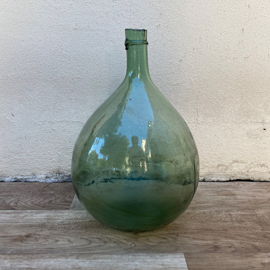 Antique French Dame Jeanne Green Glass Demijohn Wine Bottle 04072622 Fleamarketfrance