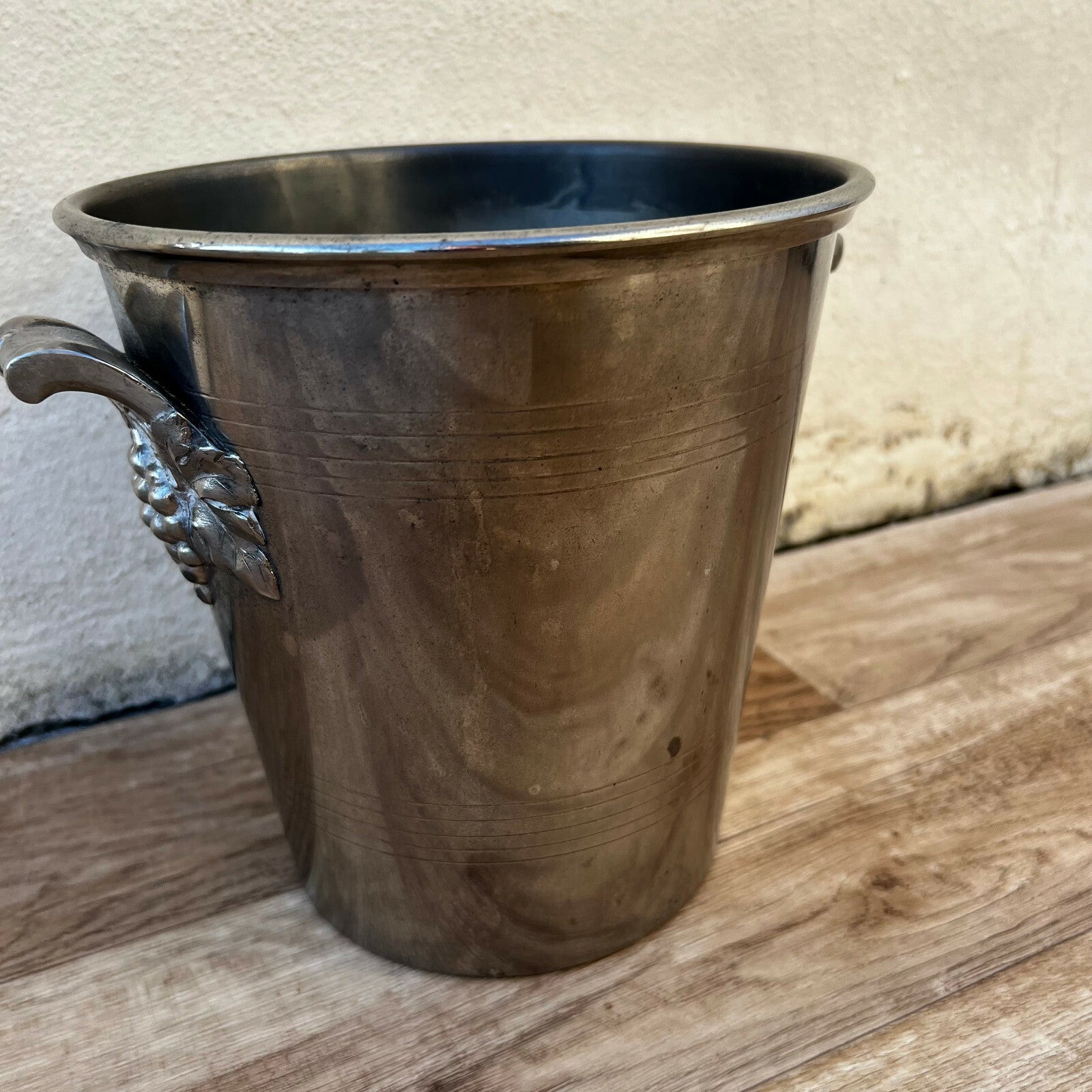 French Champagne Bucket Silverplate Ice Cooler Grape Handles Vintage 1002225 Unbranded