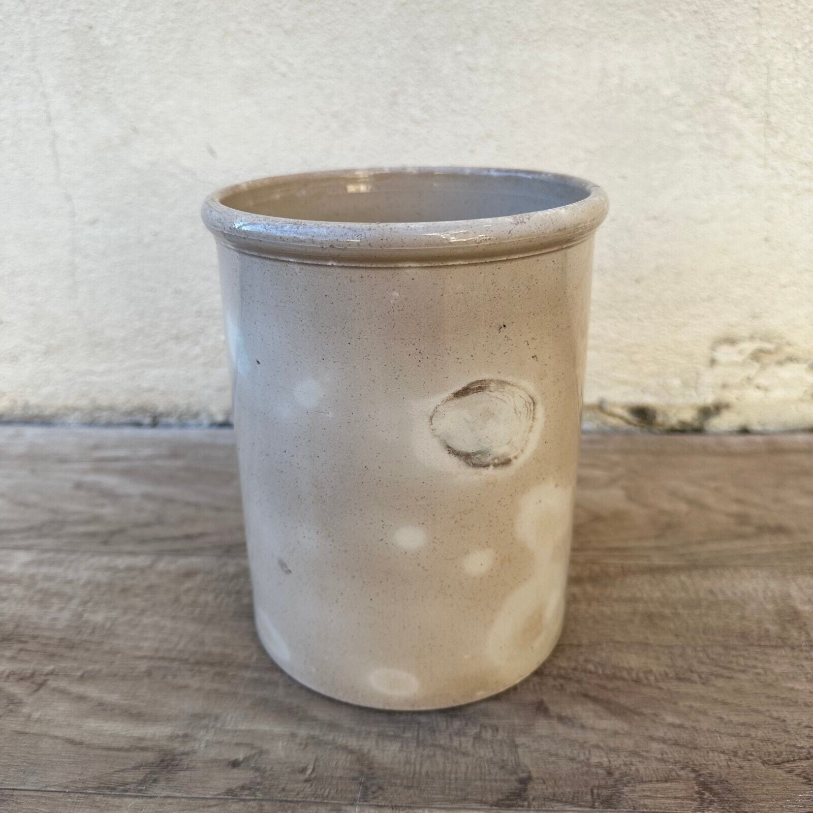 HANDMADE GLAZED WHTIE GREY ANTIQUE FRENCH CONFIT POT SMALL TERRACOTTA 2202235 - Fleamarketfrance