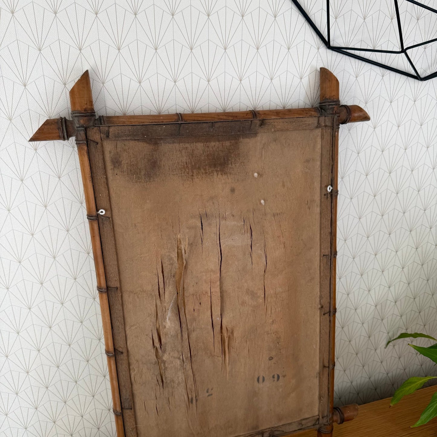 LARGE Vintage French wood faux bamboo  WALL-HANGING MIRROR 1112511
