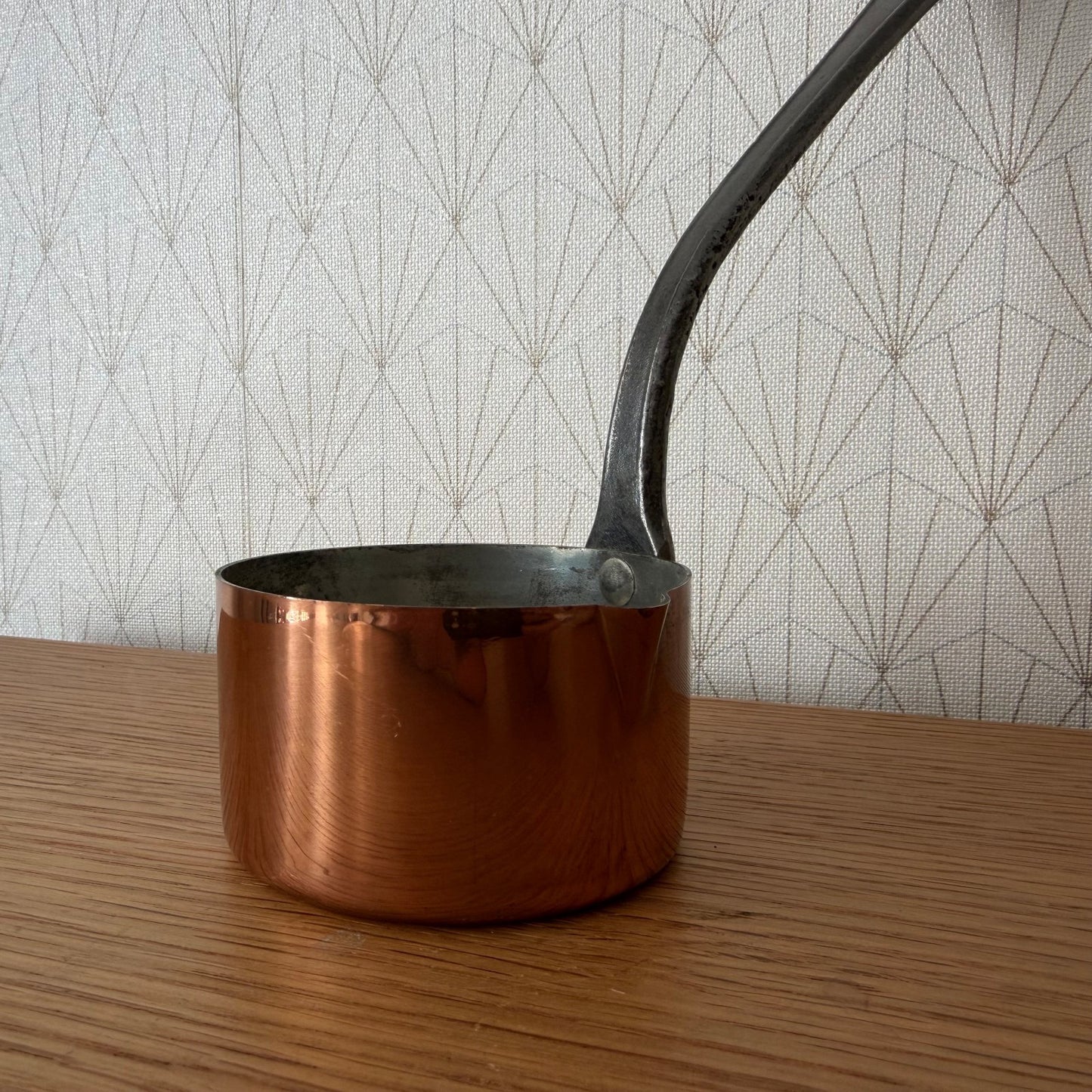 Antique French Copper Saucepan Tin Lined Iron Handle Villedieu 1606264 Unbranded
